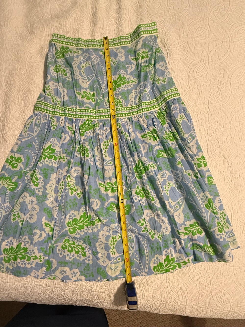 Gretchen Scott Blue & Green Floral Tiered Skirt - Size M - 100% Cotton - Picture 4 of 7